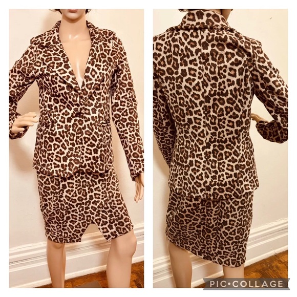 Women’s Leopard Print Suit With Draped Skirt By TRAPOS  de Luxo Medium - Picture 1 of 5
